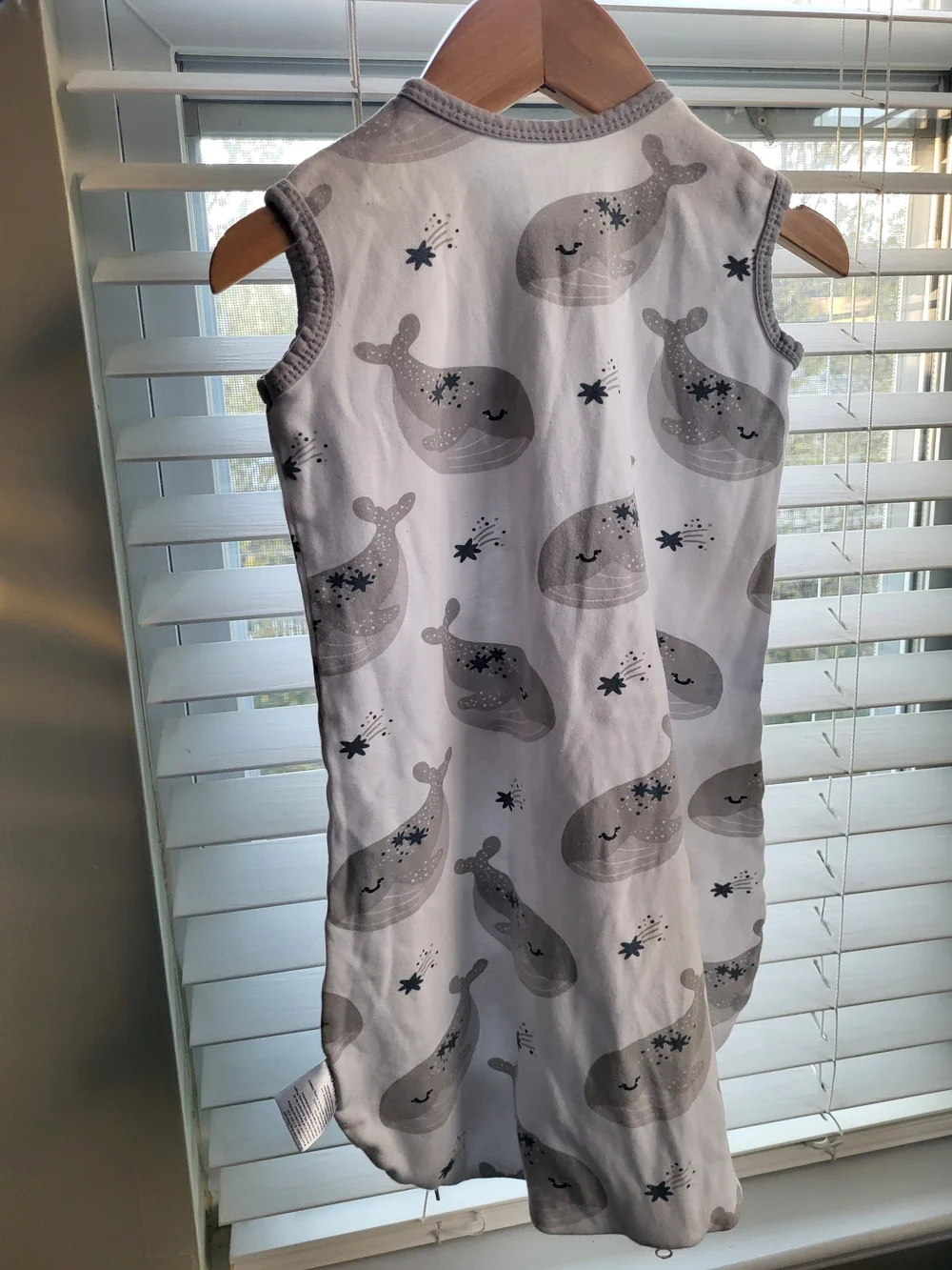 Sleeveless Gray Whale Print Pajama Sleep Sack